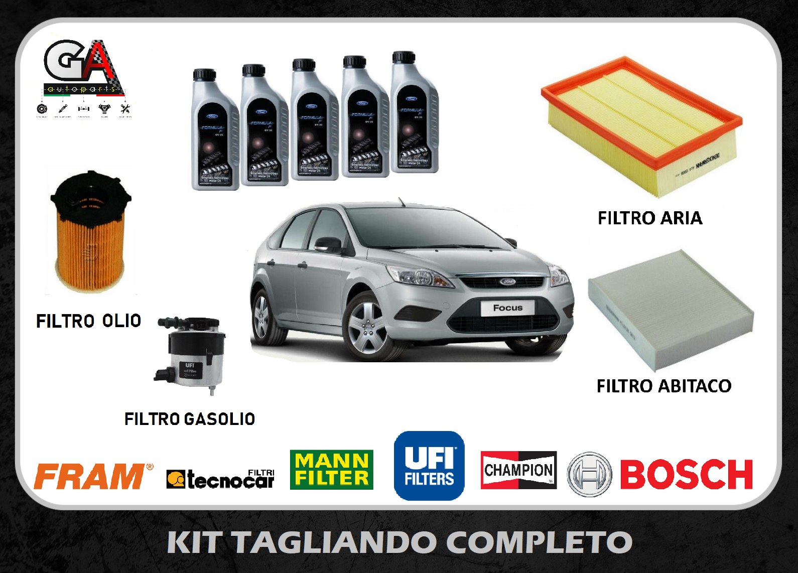Kit Tagliando 4 Filtri + Liquido Lavavetri In Omaggio Per FORD FOCUS II 1.6 TDCI (HHDA 80KW) - 4