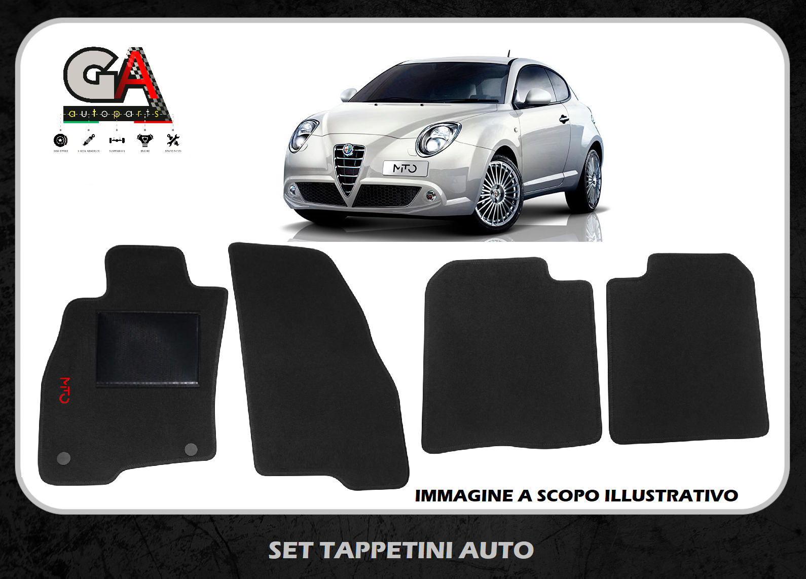Tappetini Alfa Romeo Mito dal 2008 Al 2018 *compatibili*SPORT QUADRI 🇮🇹