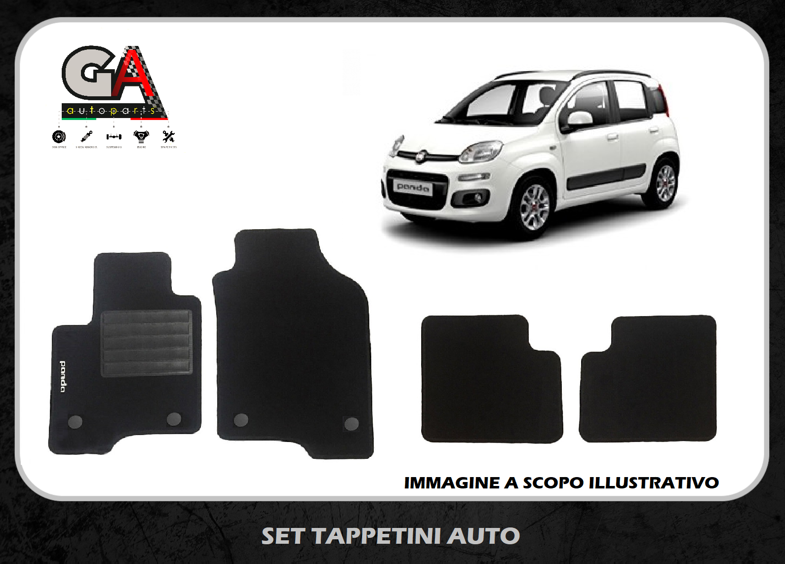 Fiat Tappetini in Moquette Nera con Logo Originali Panda 1 Pin