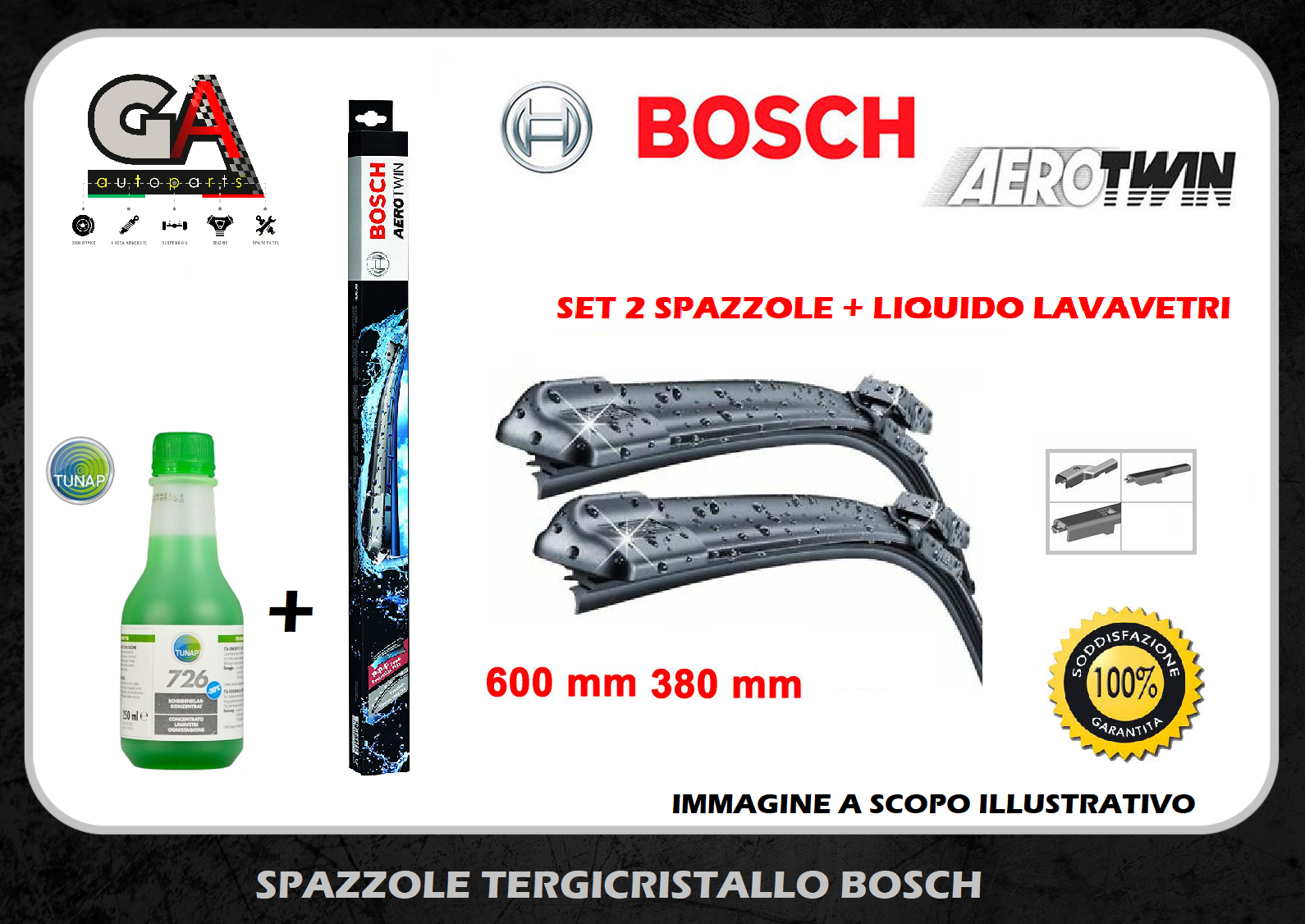 Tergicristalli BOSCH aerotwin Lancia Ypsilon 846 set 2 spazzole + lavavetro  pro - Ricambi Auto GAutopartsProdotto