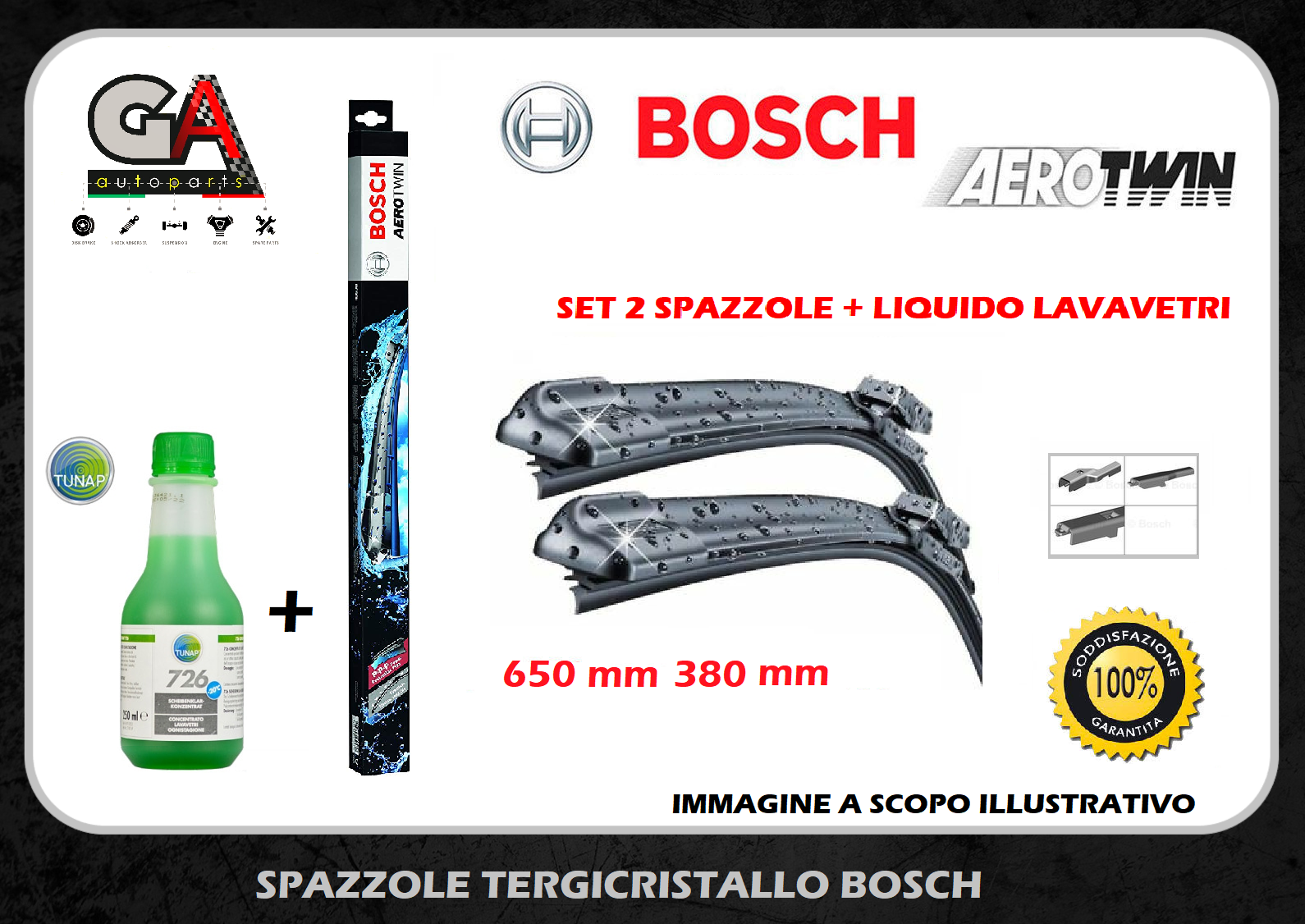 Tergicristalli BOSCH aerotwin FIAT 500L ALFA Mito set 2 spazzole +  lavavetro pro - Ricambi Auto GAutopartsProdotto