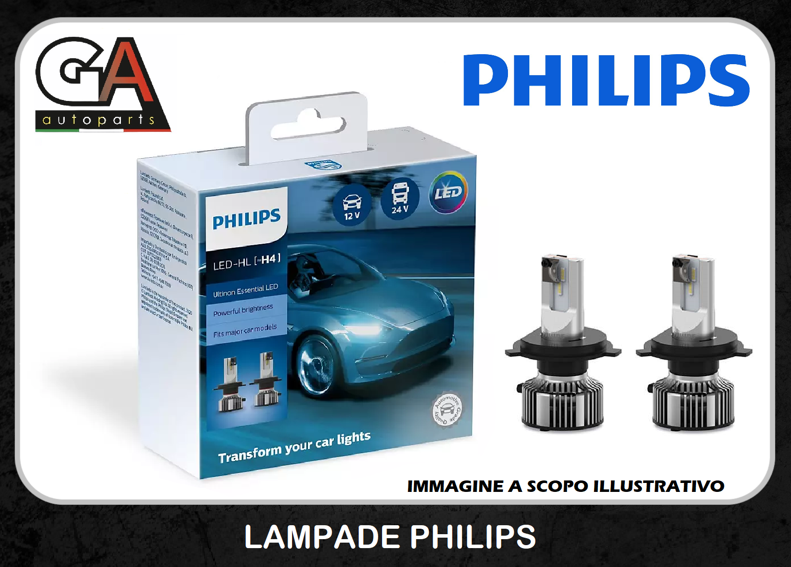 Lampade Led H4 Auto Philips Ultinon essential HL 6500K 12V 24V Camion  11342UE2X2 - Ricambi Auto GautopartsProdotto