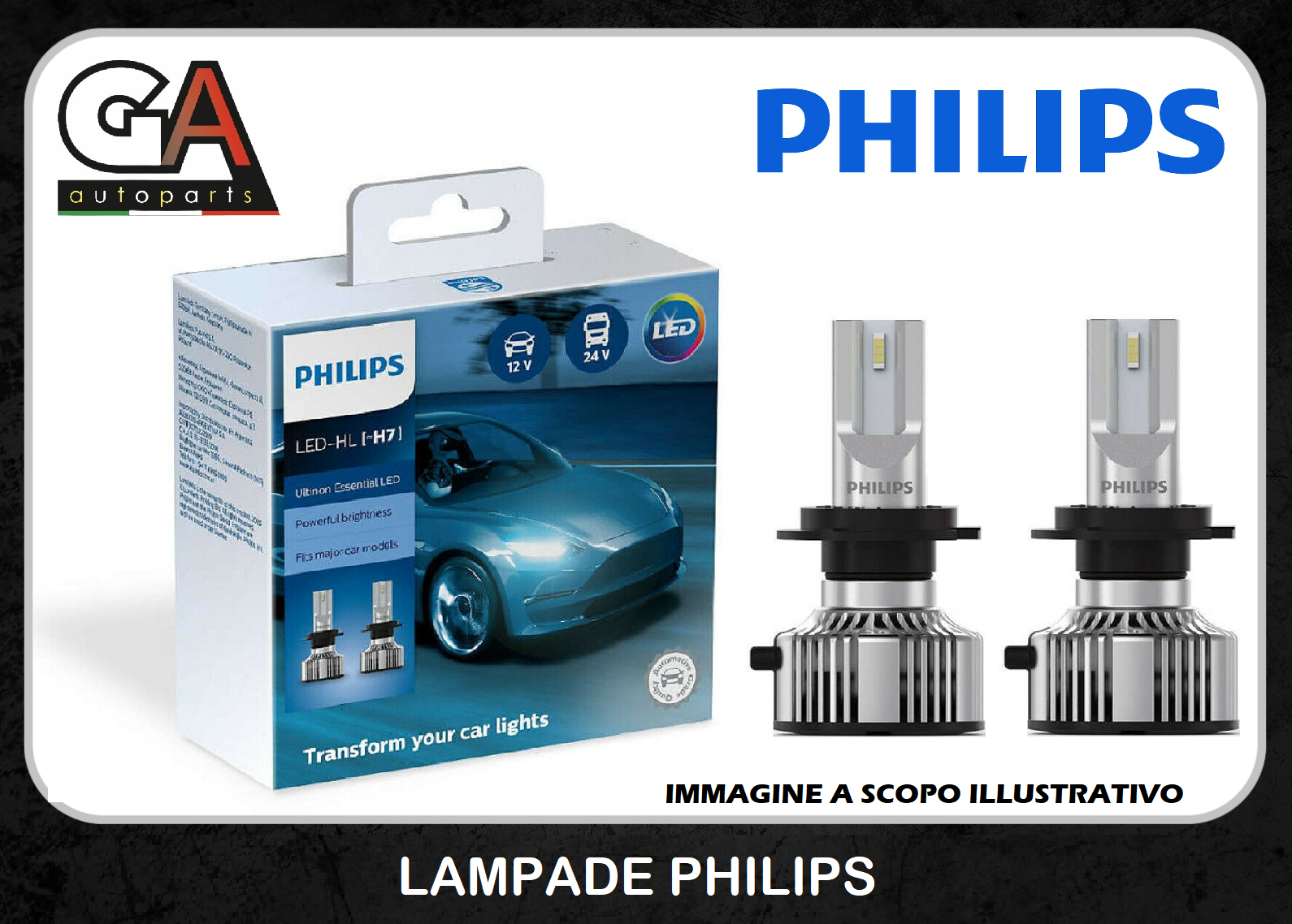 Lampade led h7 Philips Ultinon Essential HL 6500K 12V 24V 11972UE2X2 -  Ricambi Auto GAutopartsProdotto