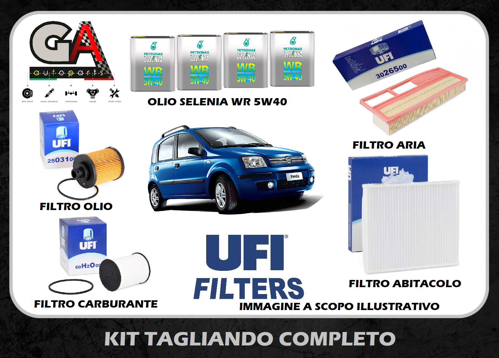 KIT TAGLIANDO FILTRI + OLIO SELENIA FIAT PANDA 1.3 MULTIJET 55KW